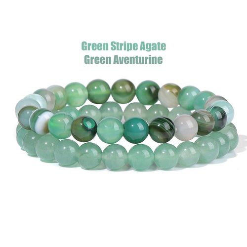 Ensemble De Bracelets En Agates Violets Pour Femmes, Bijoux En Jaspe Naturel, Perles, Breloques Extensibles, Fait  La Main, 2 Pices/Ensemble