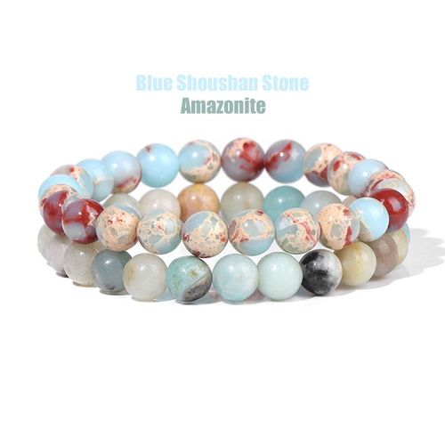 Ensemble De Bracelets En Fluorite Violette Pour Hommes, 2 Pices, Bracelet En Pierre D'amthyste Naturelle, Breloque Extensible, Bijoux Faits  La Main