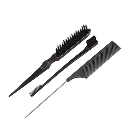 Ensemble De Brosses  Cheveux,Peigne De Coiffure,Brosse  Bord Double Face,Peigne  Queue De Rat,Peigne Tjavier Pour Salon,3 Pices Par Ensemble - Type Black