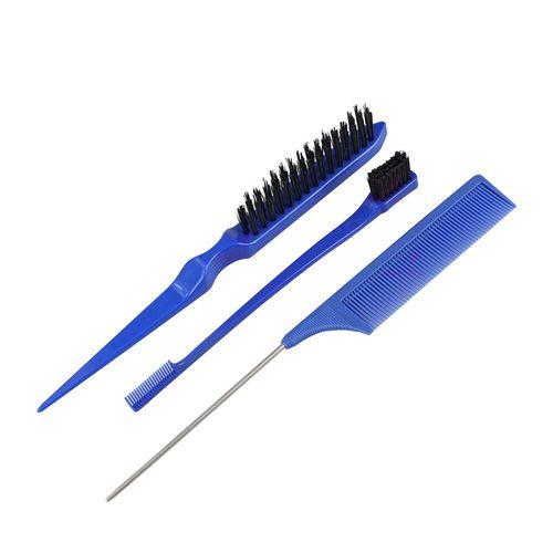 Ensemble De Brosses  Cheveux,Peigne De Coiffure,Brosse  Bord Double Face,Peigne  Queue De Rat,Peigne Tjavier Pour Salon,3 Pices Par Ensemble - Type Blue