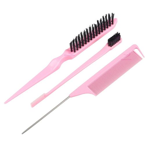 Ensemble De Brosses  Cheveux,Peigne De Coiffure,Brosse  Bord Double Face,Peigne  Queue De Rat,Peigne Tjavier Pour Salon,3 Pices Par Ensemble - Type Pink