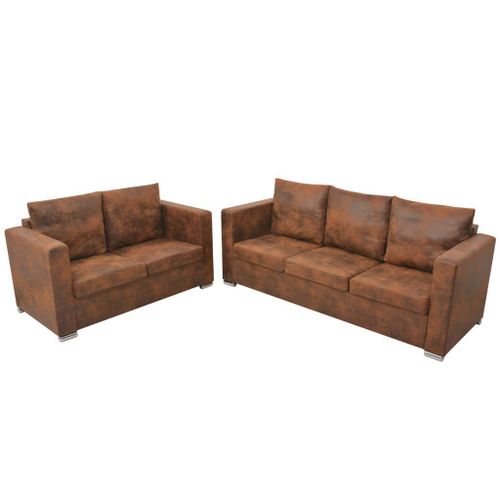 Ensemble De Canaps 2 Pcs Cuir Daim Artificiel Vidaxl Vidaxl