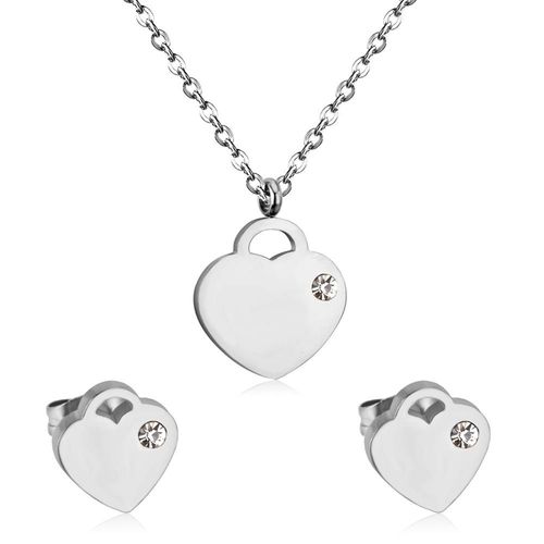Ensemble De Collier De Marie En Acier Inoxydable Pour Femmes, Bijoux En Zircone Cubique, Couleur Or, Pendentif En Forme De CUr, Boucles D'oreilles Brinco