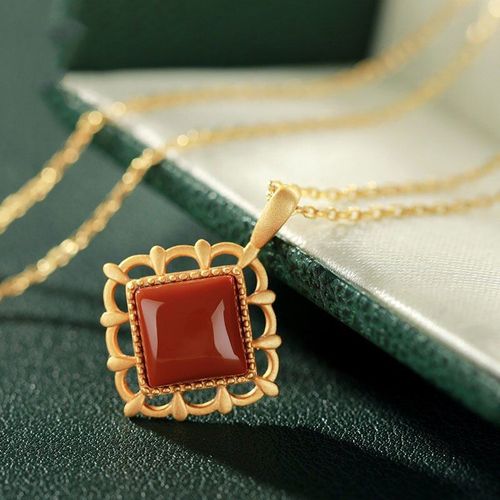 Ensemble De Colliers Et Boucles D'oreilles En Argent Sterling S925, Agate Rouge Du Sud Naturelle, Diamant Ajour, Temprament, Pour Femmes