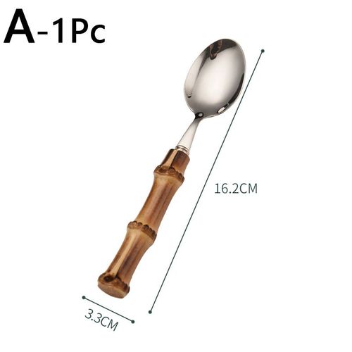 Ensemble De Couverts  Manche En Bois En Acier Inoxydable, Pince De Vaisselle, Vaisselle Occidentale, Couteau, Fourchette, Cuillre  Th, Argenterie, 1 Pice