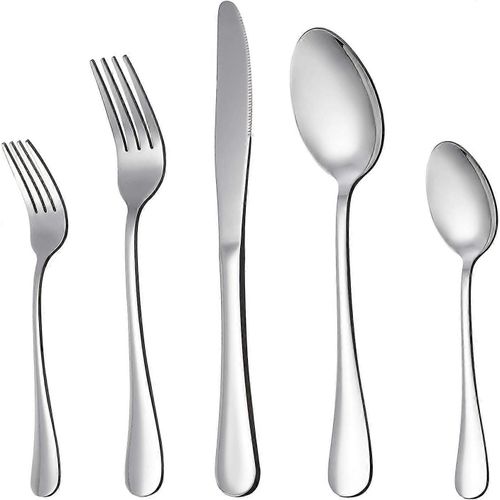 Ensemble De Couverts De 20 Pices En Argenterie, Ustensiles En Acier Inoxydable, Service Pour 4, Y Compris Couteau, Fourchette, Cuillre, Poli Miroir, Lavable Au Lave-Vaisselle