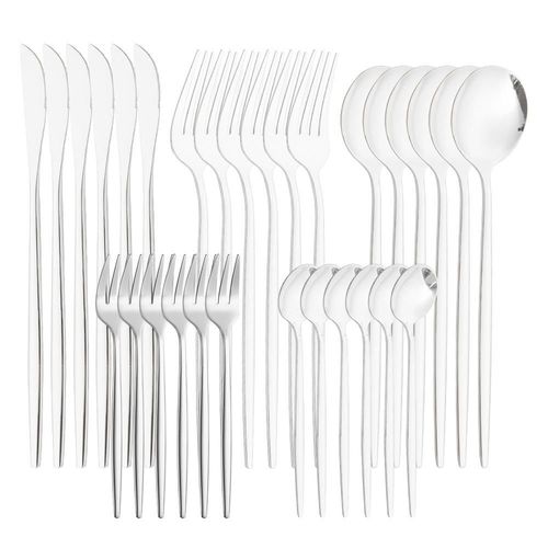 Ensemble De Couverts En Acier Inoxydable, 30 Pices, Fourchette, Couteau, Cuillre, Service De Table, Service De Table Occidental, Pince De Table
