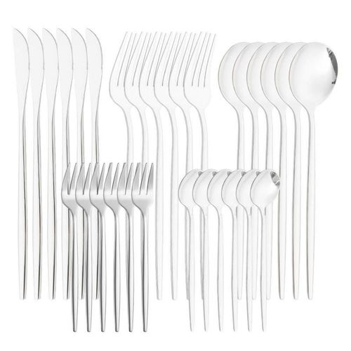 Ensemble De Couverts En Acier Inoxydable, 30 Pices, Fourchette, Couteau, Cuillre, Service De Table, Vaisselle De Scurit Occidentale, Service De Table, Pince