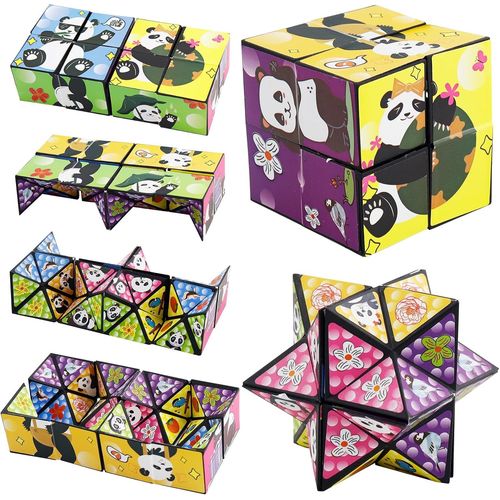 Ensemble de Cubes Magiques 3D,Cube 3D Infini,Panda Cube transforme Les Cubes de Puzzle pour 6 7 8 9 10 11 Ans,Cadeaux pour garons et Filles.[Y741]