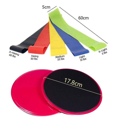 Ensemble De Curseurs De Base D'exercice De Remise En Forme Double Et De Bandes De Rsistance D'entranement De Yoga  5 Boucles Pour La Construction Du Butin Des Jambes, Les Diapositives De Force Fonctionnent En Douceur, Entranement Rouge