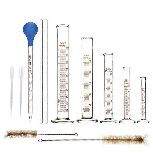 Ensemble De Cylindres Gradus, Cylindres De Mesure En Verre Borosilicat Avec Pipettes/Tiges DAgitation/Propre