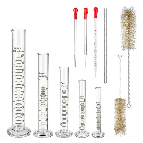 Ensemble De Cylindres Gradus En Verre, Kit De Cylindres Borosilicats De Qualit Suprieure Avec 3 Pipettes + 2 Brushe
