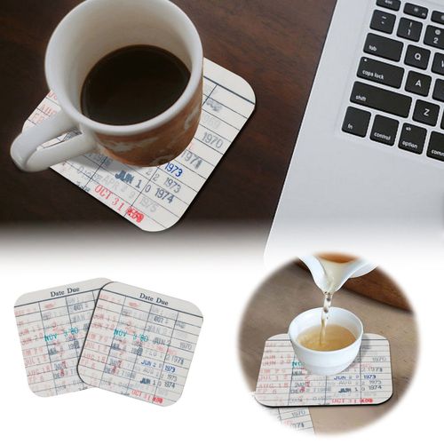 Ensemble De Dessous De Verre Pour Club De Lecture, Bibliothque Vintage, Date D'chance, Carte, Thire, Dessous De Verre Pour Tasses  Th, Assiettes  Manger, Cadeau Rtro Pour Les Amateurs De Livres, Pour Les Enseignants, Les Bibliothcaires-4 Pices