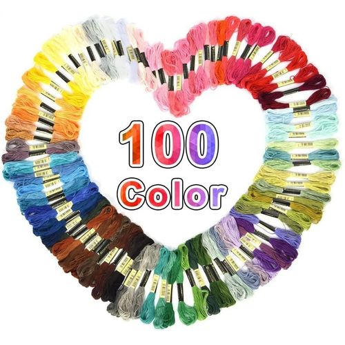 Ensemble De Fils De Broderie En Coton,100 Couleurs Fil A Broder En Coton Fils De Points De Fils De cheveaux De 8 Mtres 6 Brins De Branches,Fil De Broderie Kit Pour Broderie