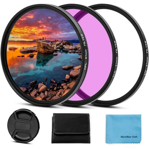 Ensemble De Filtres Uv Cpl Fld Universels De 77 Mm Avec Filtre Polarisant Circulaire Et Capuchon D'objectif Pour Appareil Photo Canon,Nikon,Sony,Pentax,Olympus,Fuji