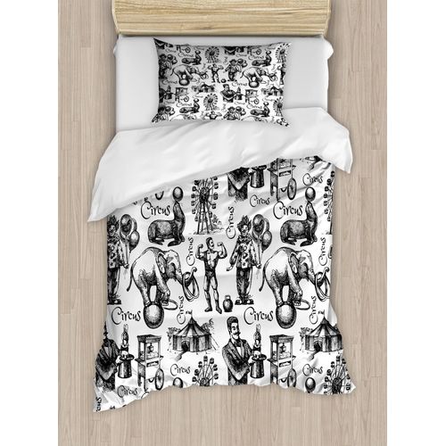 Ensemble De Housse De Couette Moderne, Mots De Cirque Et Motif Continu Sur Le Thme Des Ballons De Magicien, Ensemble De Literie Avec Housses De Couette Et Taies D'oreiller, Lo