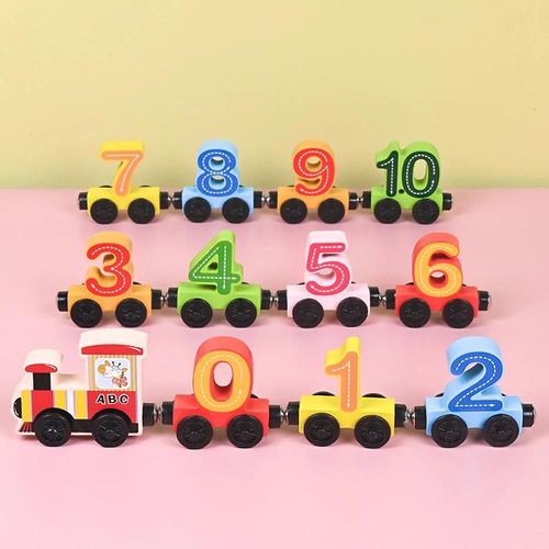 Ensemble De Jouets De Train En Bois Pour Les Tout-Petits, Montessori Dos, Magntique, Numro, Apprentissage De La Cognition Prcoce, Fuchsia, Ensembles Pour Les Tout-Petits-Number