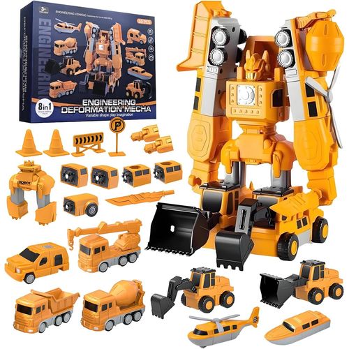 Ensemble De Jouets De Vhicules De Chantier Robot Transformable Magntique Avec Bote De Rangement-Puzzle Cratif ducatif Diy -Jouets Pour Garons Et Filles De 3  9 Ans