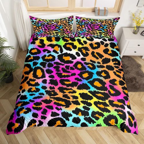 Ensemble De Literie Imprim LOpard, Housse De Couette En Fourrure De LOpard Arc-En-Ciel NOn, Peau De Panthera Exotique ChinE, Duv, Pour Filles Et Enfants