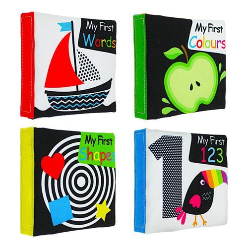 Ensemble De Livres En Tissu Doux Pour Bb, Premier Ensemble D'Activits,  Contraste lev, Interactif, Froiss, Noir Et Blanc, Pour Nourrissons