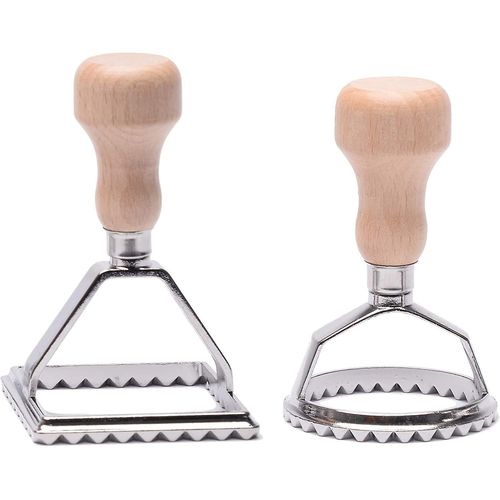 Ensemble De Machine  Raviolis Avec Manche En Bois - Coupe-Ptes Rond Et Carr Pour Raviolis Maison - Outil De Cuisine Facile  Utiliser