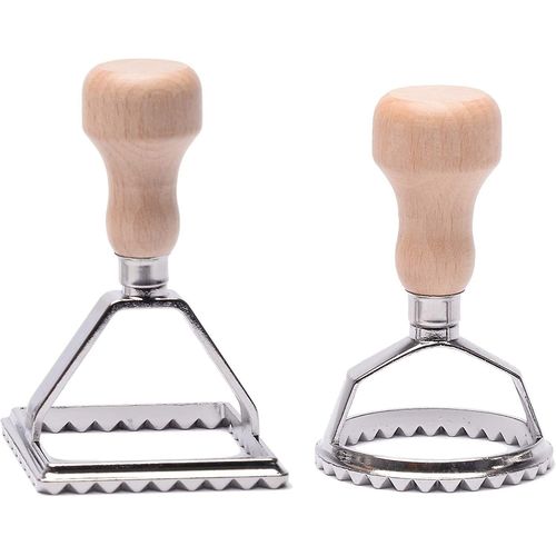 Ensemble De Machines  Raviolis Avec Manche En Bois - Coupe-Ptes Ronds Et Carrs Pour Raviolis Maison - Facile  Utiliser Et Durable