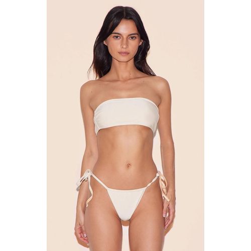 Ensemble De Maillot De Bain Bandeau Basique Crme  Nouer Sur Les Cts, Crme