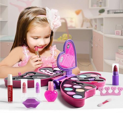 Ensemble De Maquillage En Forme De Papillon Pour Fille, Jouet De Princesse, Rouge  Lvres, Ombre  Paupires