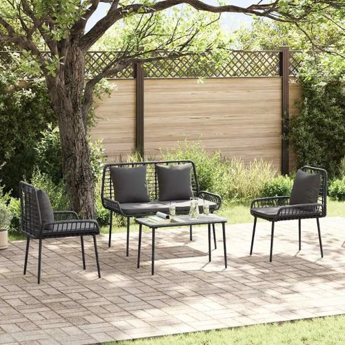 Ensemble De Meubles De Jardin Avec Coussin Avec Oreiller 4 Pcs Marron, Noir, Crme