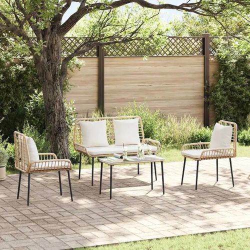 Ensemble De Meubles De Jardin Avec Coussin Avec Oreiller 4 Pcs Marron, Noir, Crme