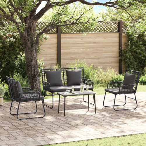 Ensemble De Meubles De Jardin Avec Coussin Avec Oreiller 4 Pcs Noir, Anthracite