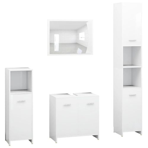 Ensemble De Meubles De Salle De Bain 4 Pcs Blanc Agglomr - Vidaxl