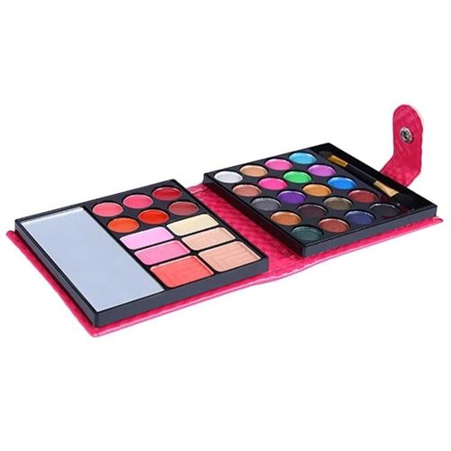 Ensemble De Palettes De Maquillage-32 Couleurs De Fards  Paupires,Fard  Joues Et Rouge  Lvres Avec Miroir-Magenta