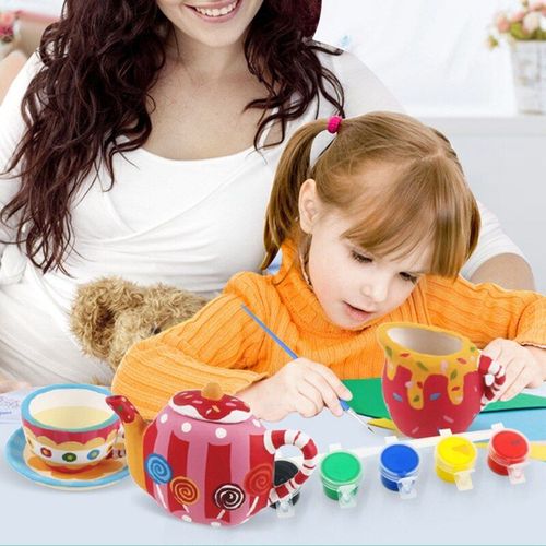 Ensemble De Peinture Pour Enfants, Tasse  Th, Thire, Peinture, Bricolage, Kits D'Artisanat D'Art, Jouet Interactif, De Plus De 5 Ans
