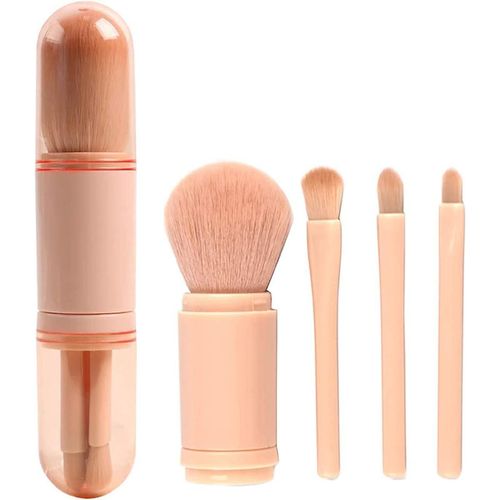 Ensemble De Pinceaux De Maquillage, Portable 4 En 1 Brosse De Maquillage Tlescopique Avec Bote De Nettoyage De Brosse De Maquillage, Mini Pinceaux De Maquillage Pour Fond De Teint Maquillage Des Yeu