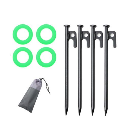 Ensemble De Piquets Fixes Pour Auvent Coupe Vent, Fixation De Piquets, Fournitures De Tente, Bche De Fixation, Pointes En Acier Avec Cercles Lumineux