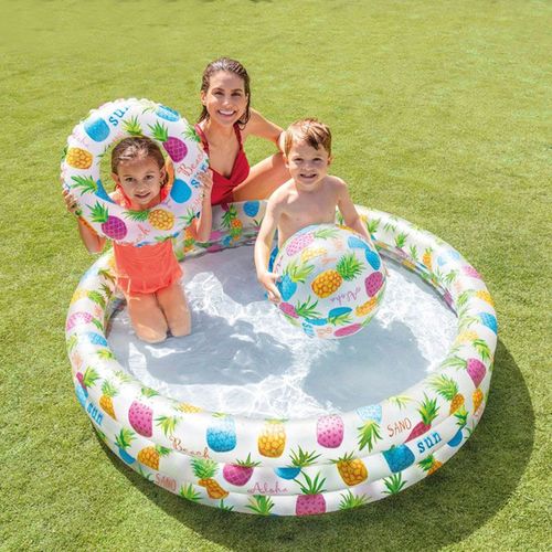 Ensemble De Piscines De Natation Ananas Gonflable Pour Enfants,Pompe Ronde  3 Anneaux,Jeu D'eau Amusant Pour Enfants Avec Anneau Et Balle,Piscine D'arrire-Cour,132x28c - Type 52x11 In (Pineapple)
