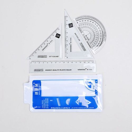 Ensemble De Rgles En Plastique, 4 Pices/Ensemble, Ensemble De Papeterie, Rgle Combine Multifonctionnelle Pour tudiant, Triangle Rapporteur, Dessin Gomtrique