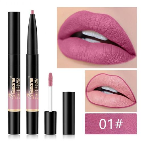 Ensemble De Rouge  Lvres  Double Tte, Gloss Et Crayon  Lvres Liquide, Teinte Mate, Maquillage Confortable Et Durable, Cosmtiques Tslm1