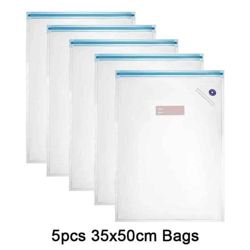 Ensemble de sacs  fermeture clair rutilisables pour le stockage des aliments sous vide,pompe lectrique portative,sacs Sous Vide,rechargeables par USB,sans BPA - Type 5pcs 35x50cm