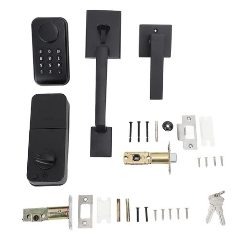 Ensemble de serrures d'entrée sans clé, clavier électronique automatique à empreintes digitales, pêne dormant, Code intelligent numérique avec poignée de porte, noir