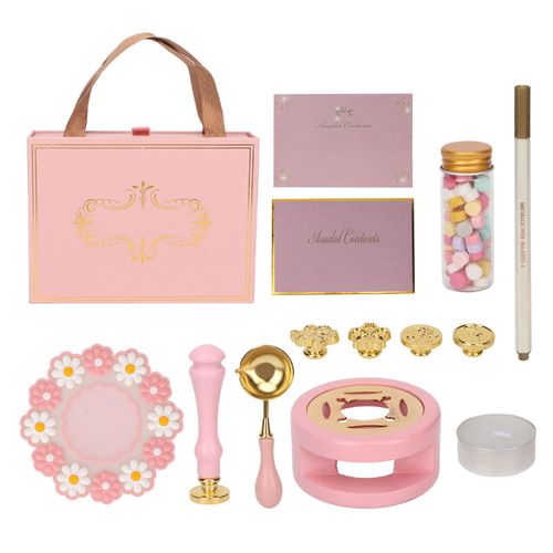 Ensemble De Tampons A Cacheter En Cire, Style Retro, Avec Poignee Amovible Et Tampons Remplacables.