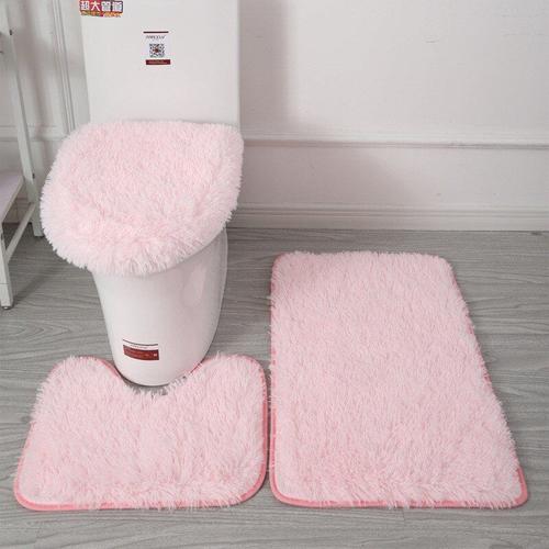 Ensemble De Tapis De Salle De Bain En Peluche, 3 PiCes/Ensemble, Tapis De Toilette AntidRapant, De Douche, De Maison, Couvercle De Toilette, Tapis De Sol De Salle De Douche