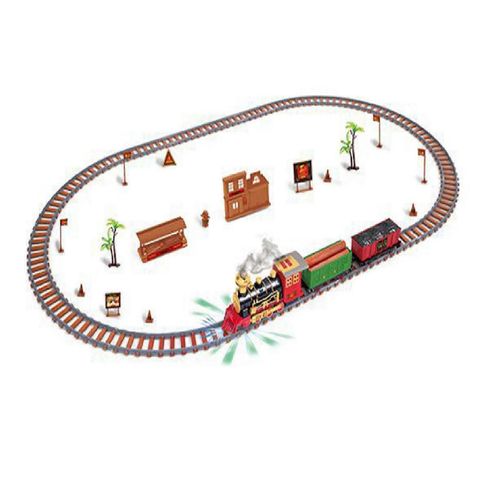 Ensemble de train jouet avec lumires et sons Ensemble de train  vapeur de Nol Rails de chemin de fer Jouets  piles Motricit fine des enfants-Rose