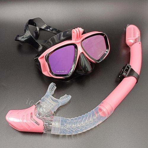 Ensemble De Tuba  Lentille Miroir Avec De Plonge  Monture Gopro,Ensemble De Plonge En Apne Avec Lunettes Anti-Bue,quipement De Natation Pour Femmes Et Hommes - Type Pink (Mirror)