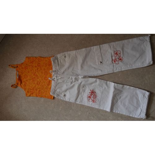 Ensemble Dbardeur Orange +Pantalon Blanc Okadi 6 Ans Tbe