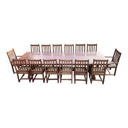 Ensemble En Acajou Ip Compos Daposune Table De 14chaises Et 2fauteuils  Travail Des Annes 70 Bois