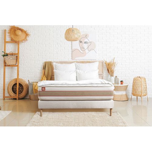 Ensemble Le Dlicat 140x190cm Ressorts Ensaches + Memoire De Forme 5 Zones De Confort - Ep. 26cm + Sommier Kit Blanc