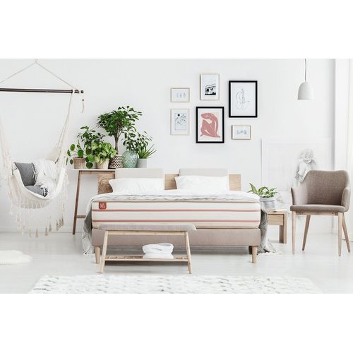 Ensemble Le Doux 160x200cm Memoire De Forme 3 Zones De Confort - Ep. 24cm + Sommier Kit Beige