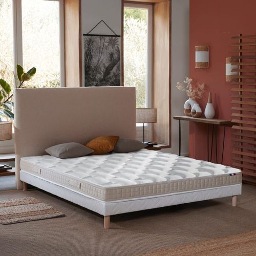 Ensemble Matelas 100% Latex 5 Zones Sommier Blanc 140x190